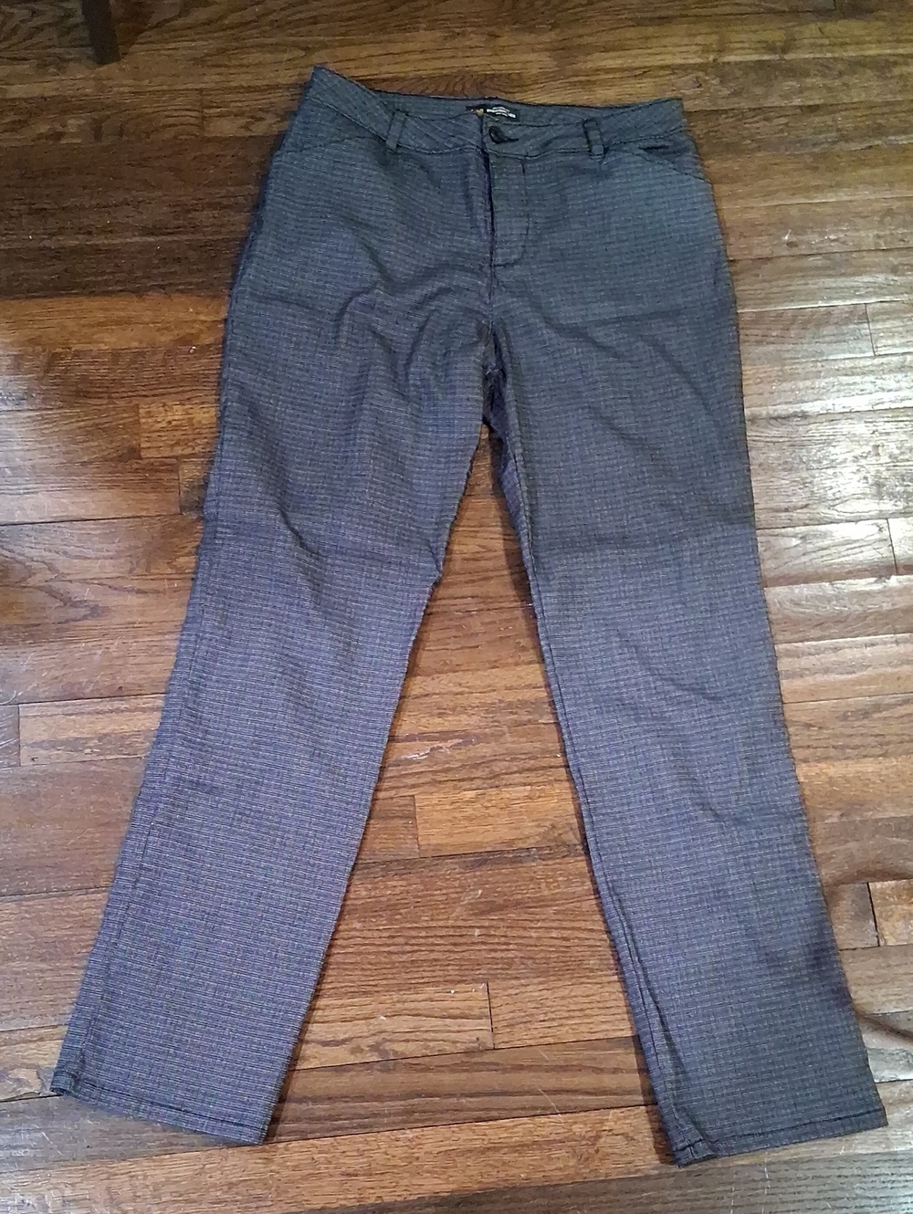 Lee Women's Gray Checked Gray Pants 8 Medium